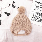 Tuyu Korean-style Children's Knitted Hat Autumn/Winter Wool Ball Lined Ear-flap Hat Warm Handmade Hat Wholesale