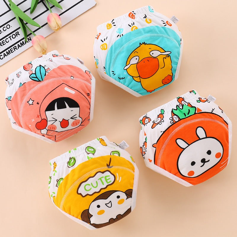 Cotton Baby Learning Pants – Absorbent & Cartoon Prints