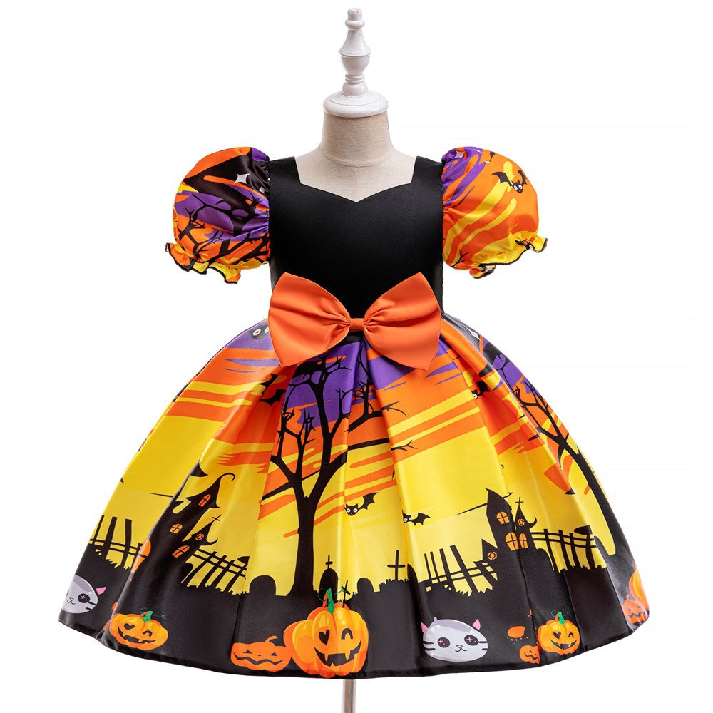 Halloween Princess Dress – Girls Cosplay Satin & Tulle Ball Gown