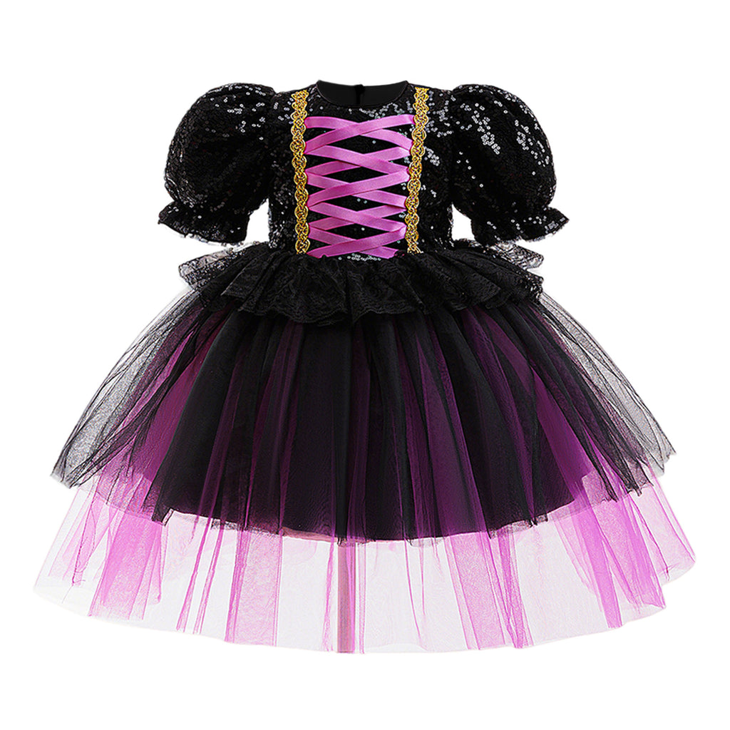 Halloween Sequin Tulle Princess Dress – Girls Role Play Costume