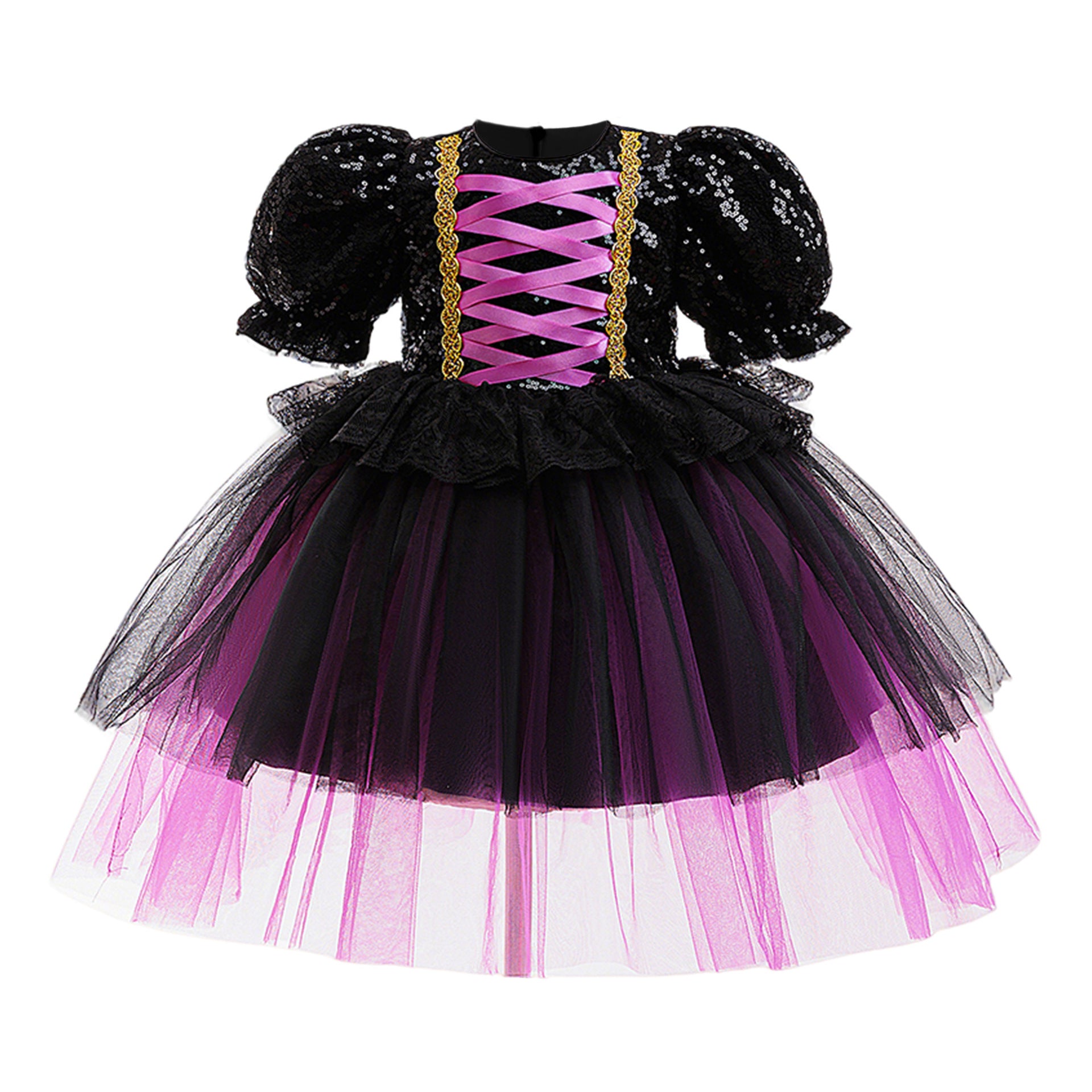 Halloween Sequin Tulle Princess Dress – Girls Role Play Costume