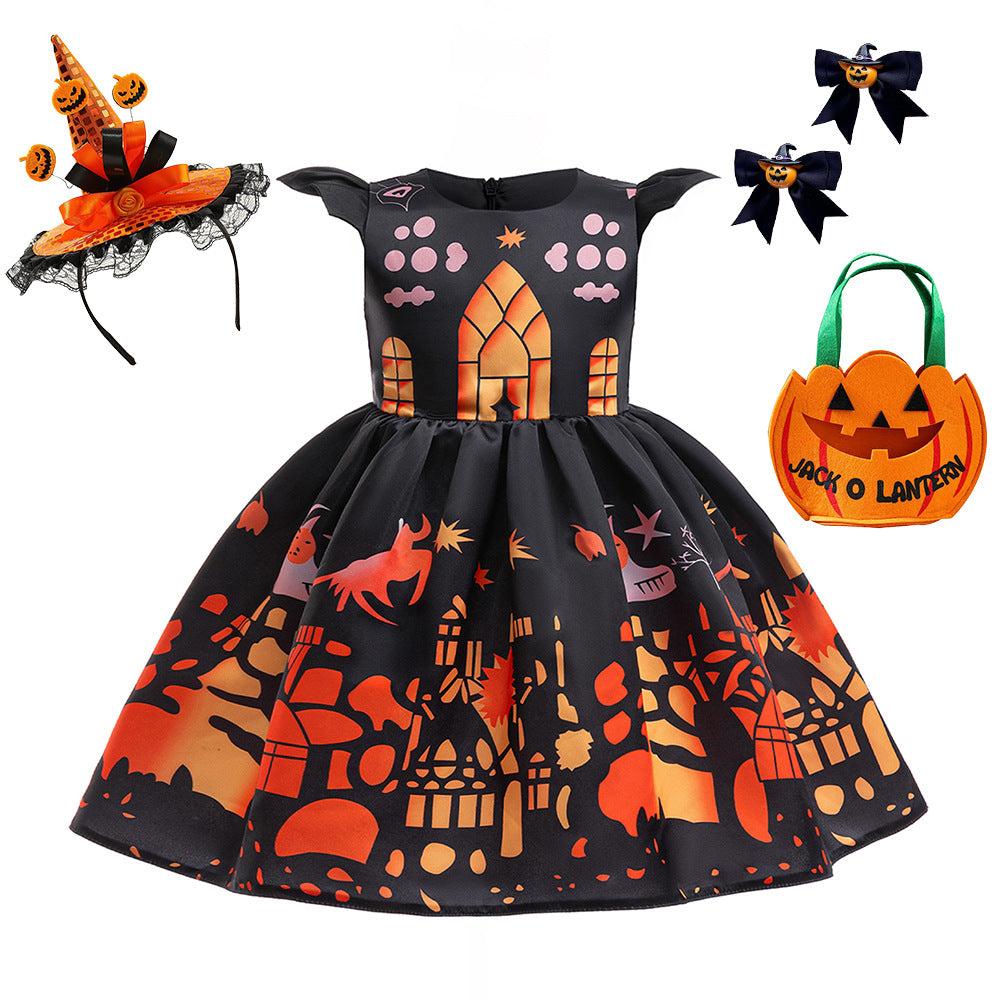 Kids Halloween Satin Dress – Fancy Princess Party Costume