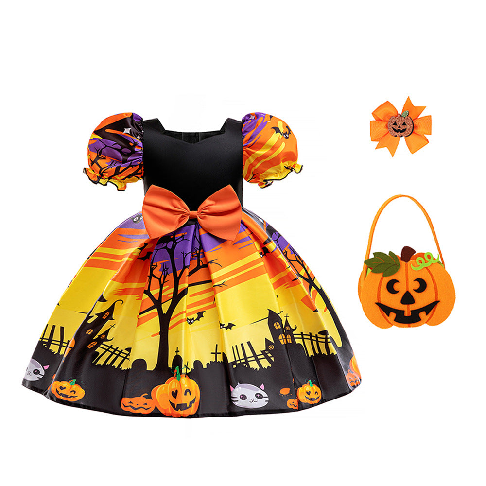 Halloween Princess Dress – Girls Cosplay Satin & Tulle Ball Gown