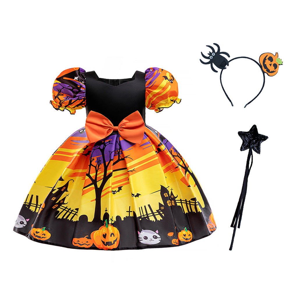 Halloween Princess Dress – Girls Cosplay Satin & Tulle Ball Gown