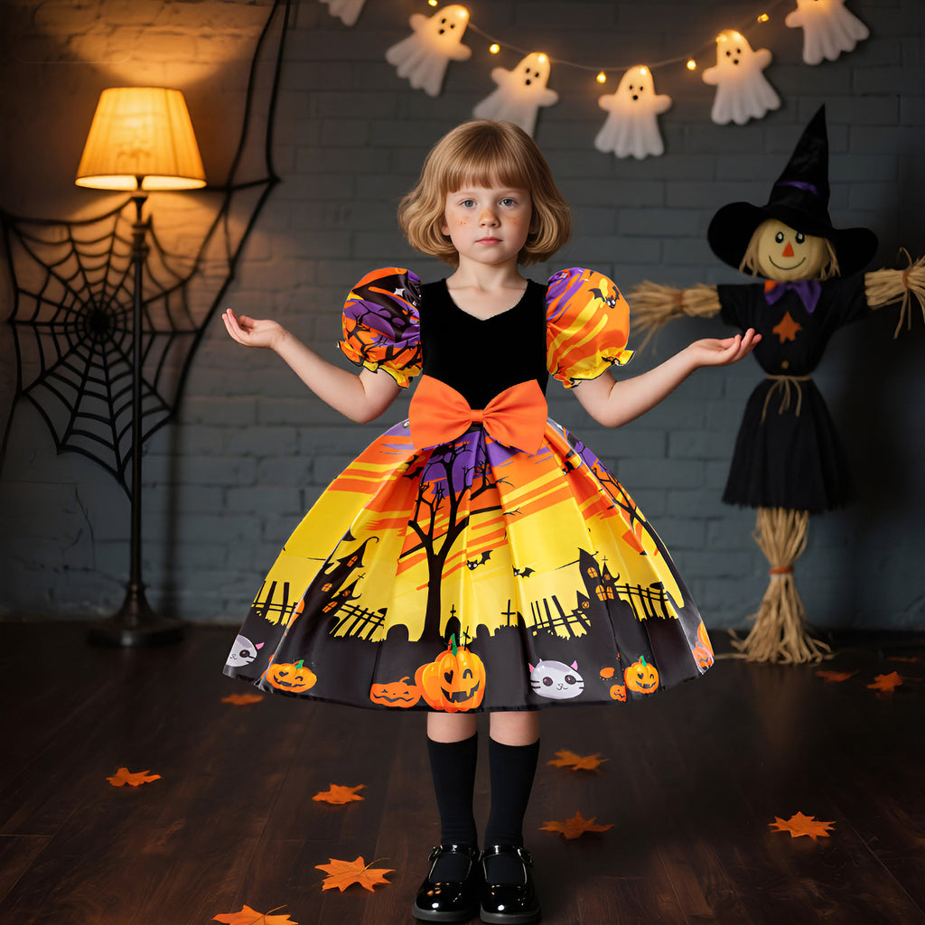 Halloween Princess Dress – Girls Cosplay Satin & Tulle Ball Gown
