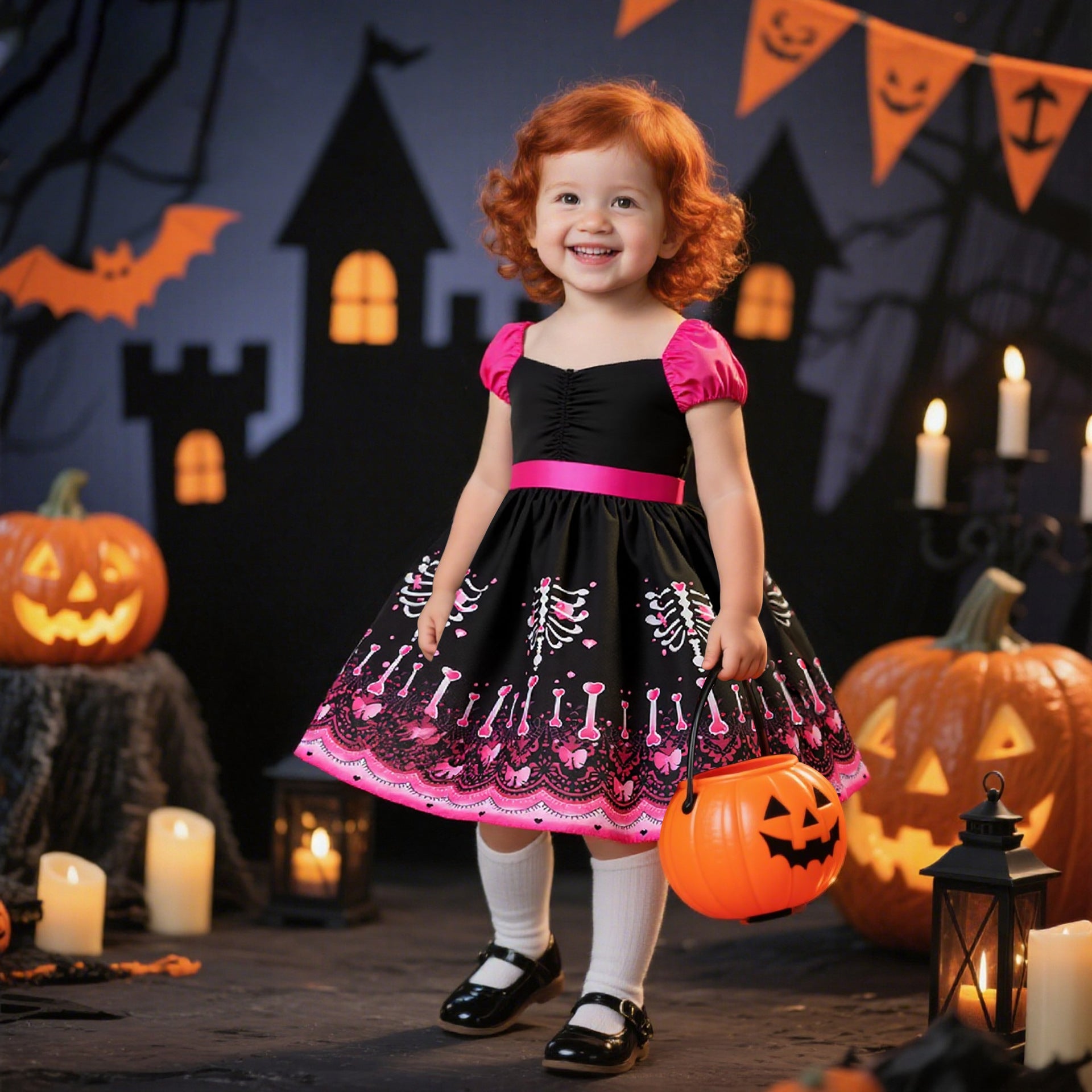 Halloween Princess Dress – Girls Cosplay Satin Party Costume