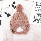 Tuyu Korean-style Children's Knitted Hat Autumn/Winter Wool Ball Lined Ear-flap Hat Warm Handmade Hat Wholesale