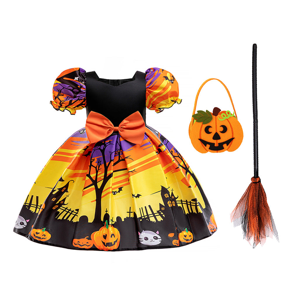 Halloween Princess Dress – Girls Cosplay Satin & Tulle Ball Gown