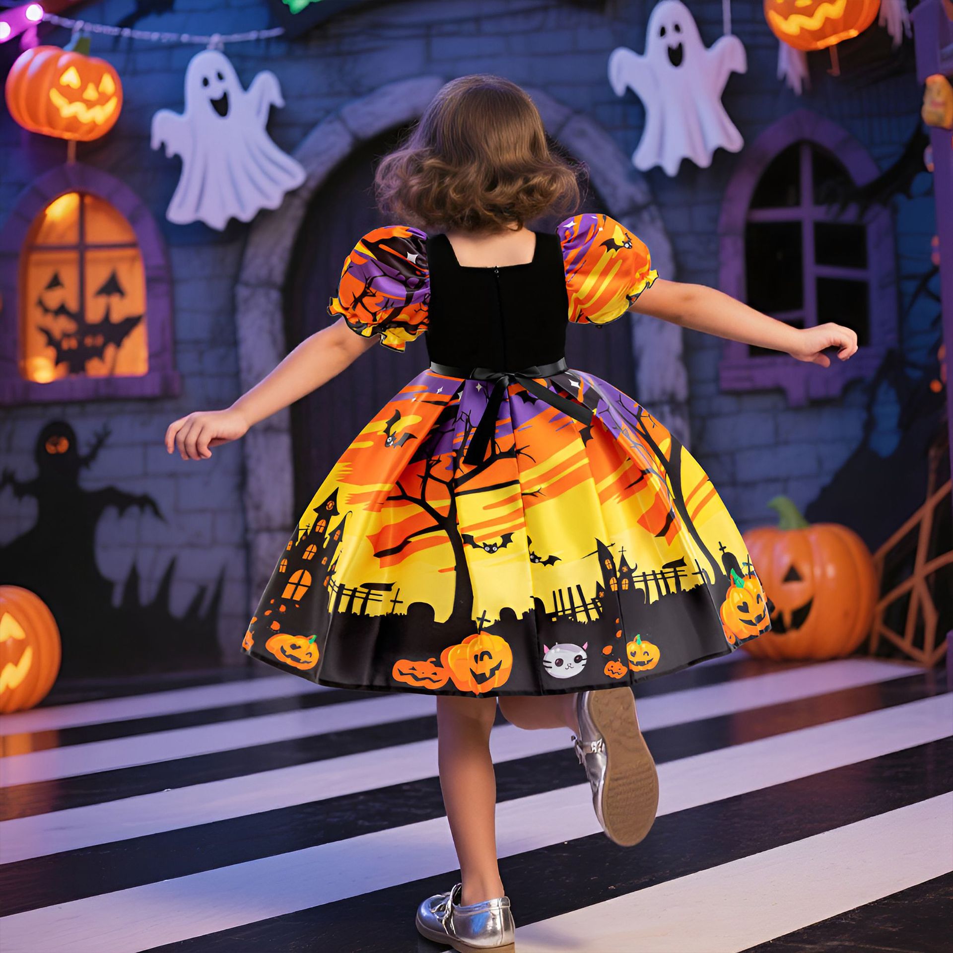 Halloween Princess Dress – Girls Cosplay Satin & Tulle Ball Gown