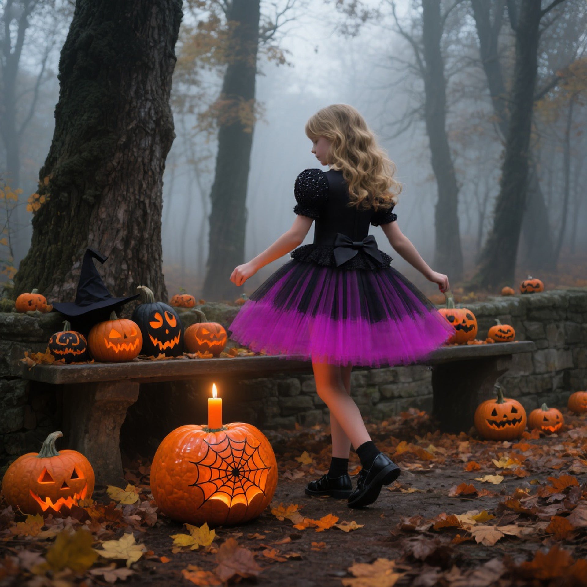 Halloween Sequin Tulle Princess Dress – Girls Role Play Costume