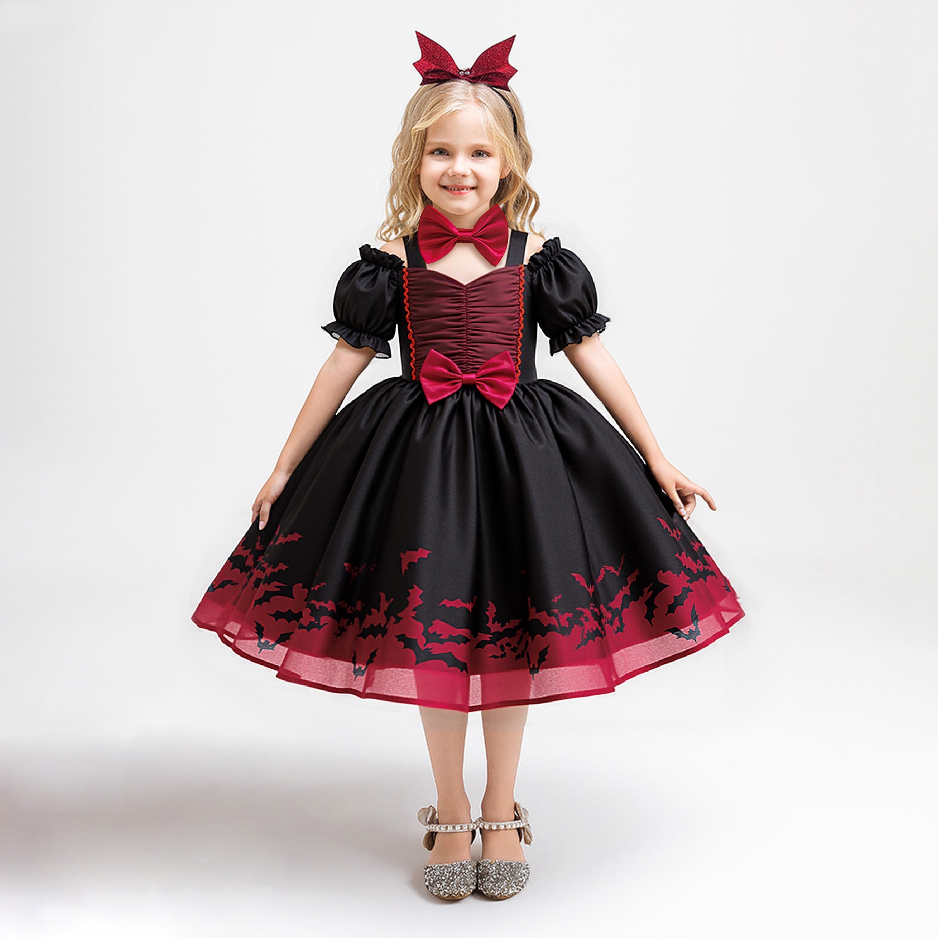 Girls Halloween Festival Dress – Printed Organza Princess Costume