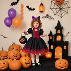 Girls Halloween Festival Dress – Printed Organza Princess Costume