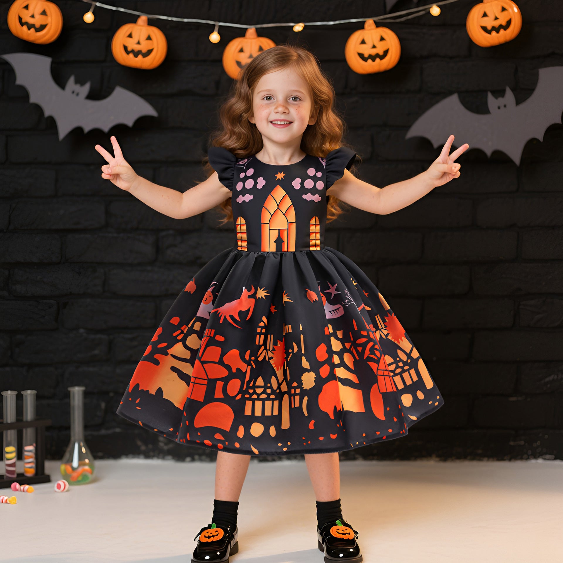 Kids Halloween Satin Dress – Fancy Princess Party Costume