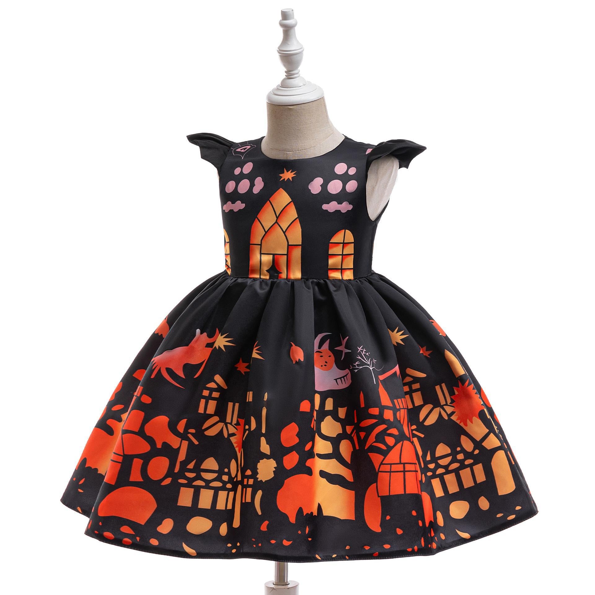 Kids Halloween Satin Dress – Fancy Princess Party Costume
