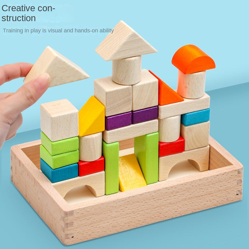 Early Education Wooden Blocks – Colorful Shape Learning Toy