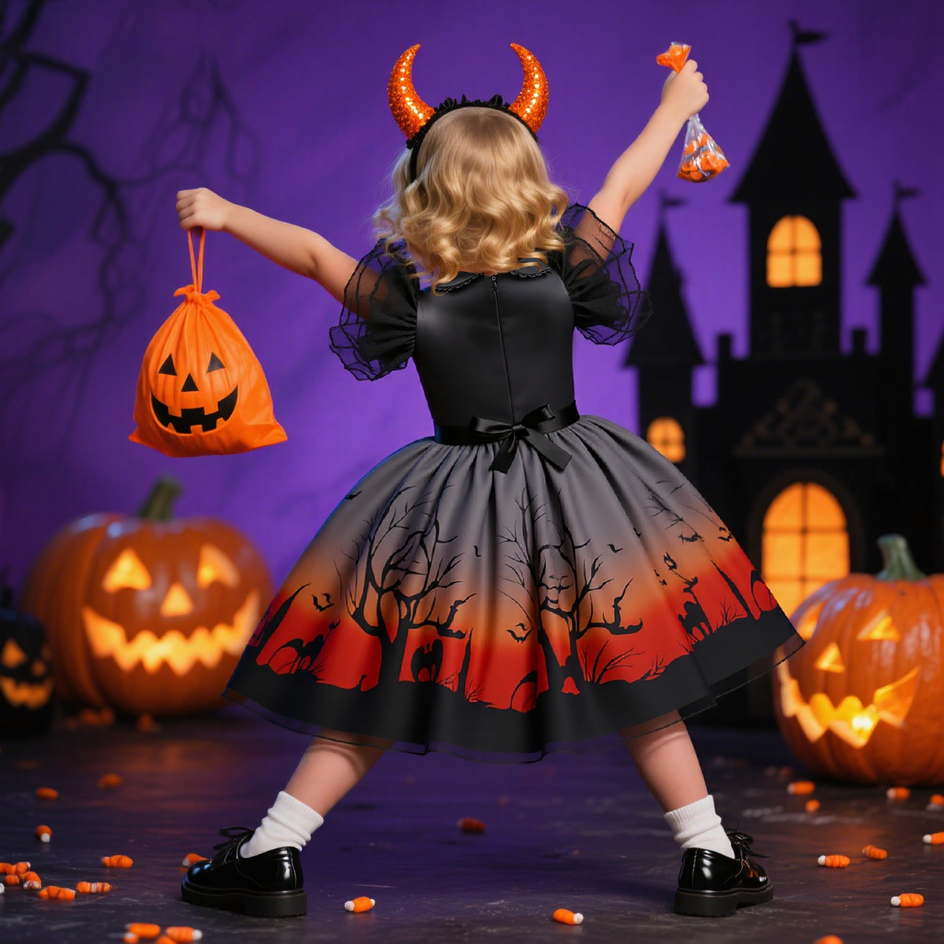 Kids Cosplay Gown – Halloween Princess & Witch Costume Dress