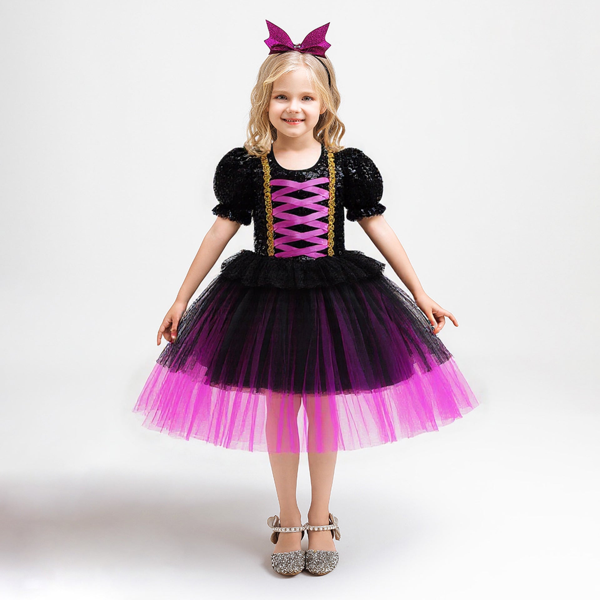 Halloween Sequin Tulle Princess Dress – Girls Role Play Costume